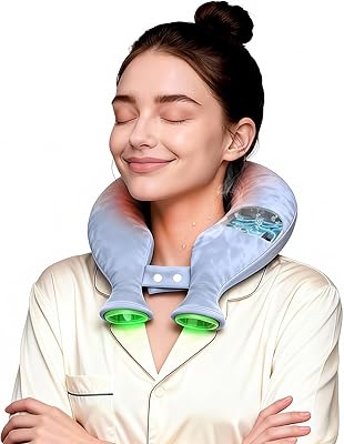 زجاجة ماء ساخن على شكل حرف U لدعامة الرقبة للاستخدام مع شد عنق الرحم وتخفيف آلام الرقبة وتقليل ضغط العمود الفقري العنقي، غطاء من قماش مخملي كريستالي صديق للبشرة، قابل للغسل (أزرق فاتح)