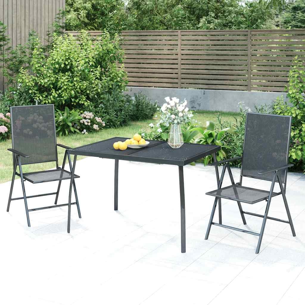 Set da Pranzo da Giardino 3 pz Tavolo e Sedie Reclinabili Acciaio | Set da esterno per balcone e patio con sedie reclinabili in 6 posizioni e resistente struttura in acciaio antracite.