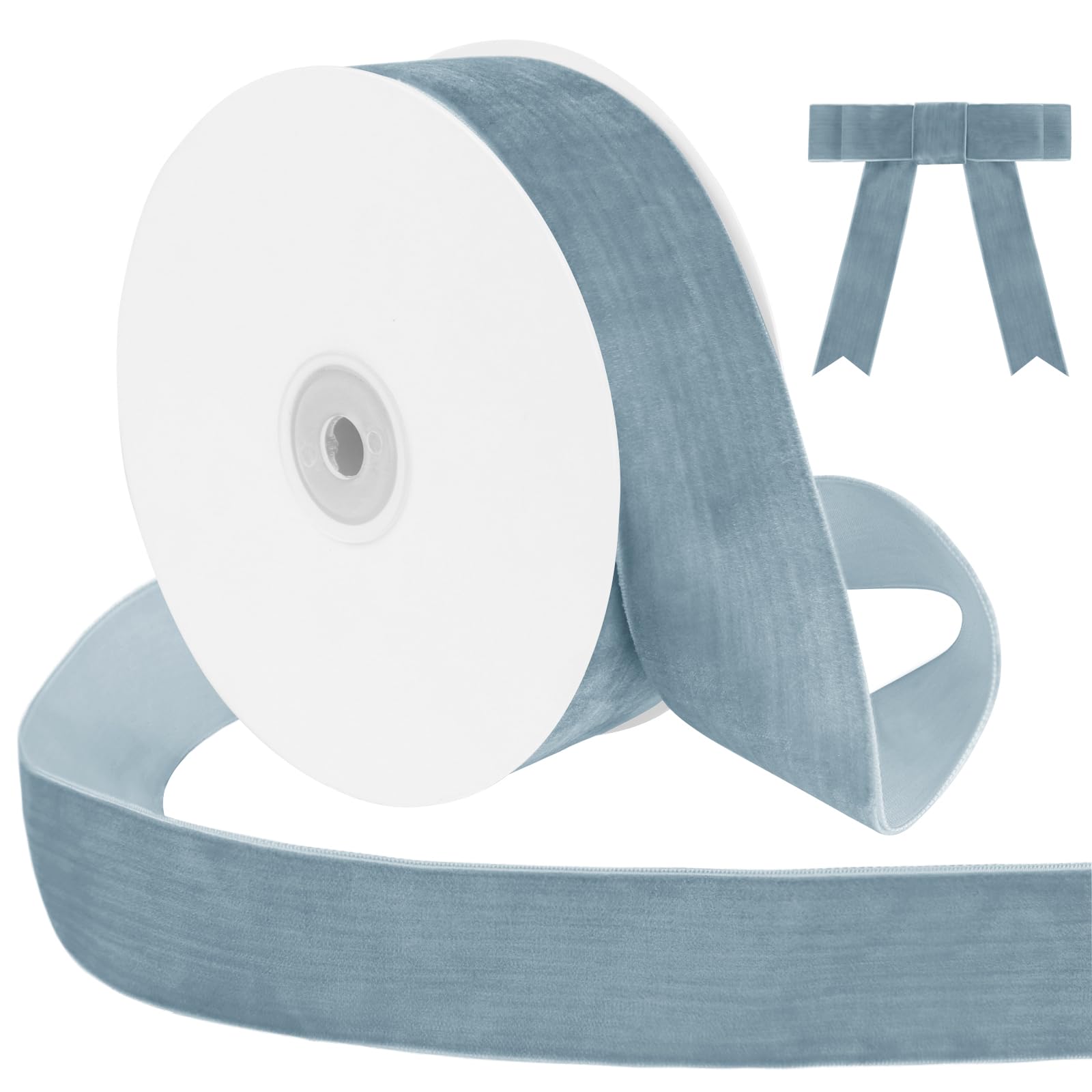 Uiopa Light Blue Velvet Ribbon, 38mm x 9m Single Face Wrapping Ribbon, Vintage Velvet Ribbons for Gift Wrapping, Wreaths, Wedding, Party, Home Decor, DIY Crafts