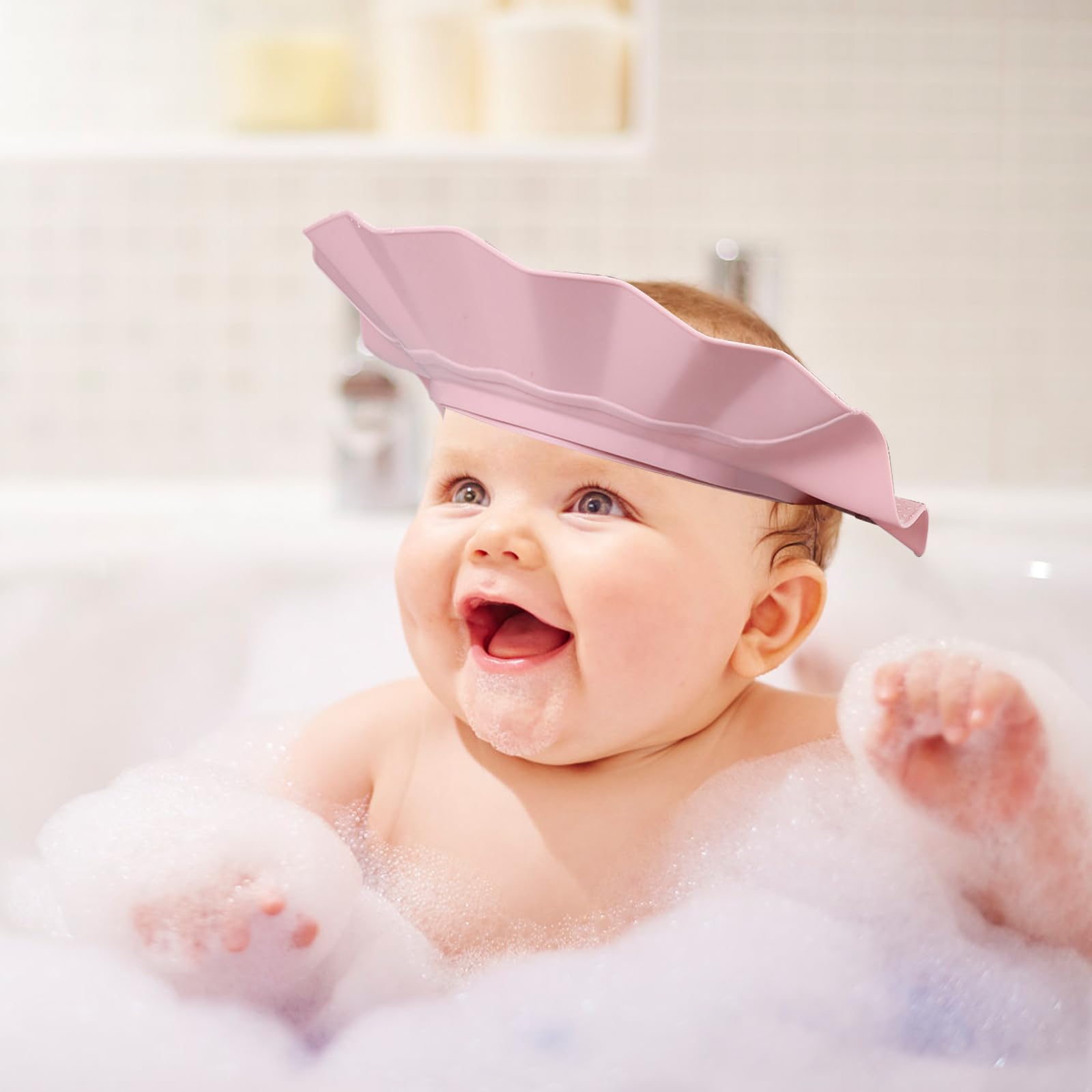 Cappello Doccia Bambini Proteggi Occhi e Orecchie Silicone Regolabile Cuffia Doccia Visiera Shampoo Bambini