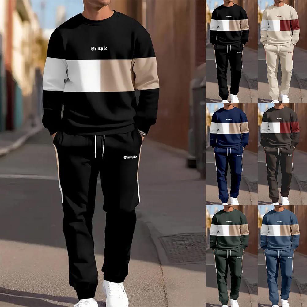 Ensemble Homme Jogging Survetement 2 Pièces à Manches Longues Tenue de Sport Outfits Sweat et Pantalons Longue Automne Hiver