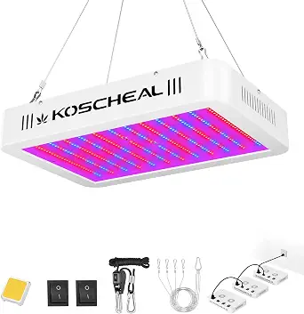 KOSCHEAL KS1200 130W LED Grow Light, Full Spectrum with Veg & Bloom Switches, Daisy Chain up to 5 Units