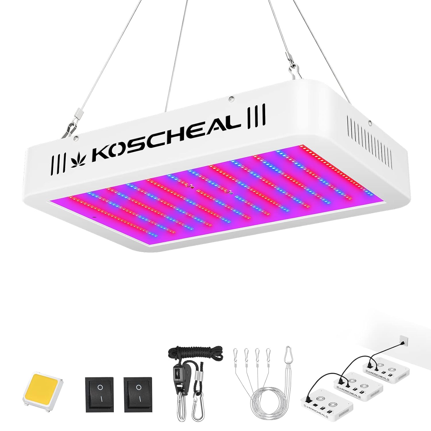 KOSCHEAL KS1200 LED Grow Light Full Spectrum Plant Grow Light with Veg Bloom Switch for Hydroponic Indoor Plants