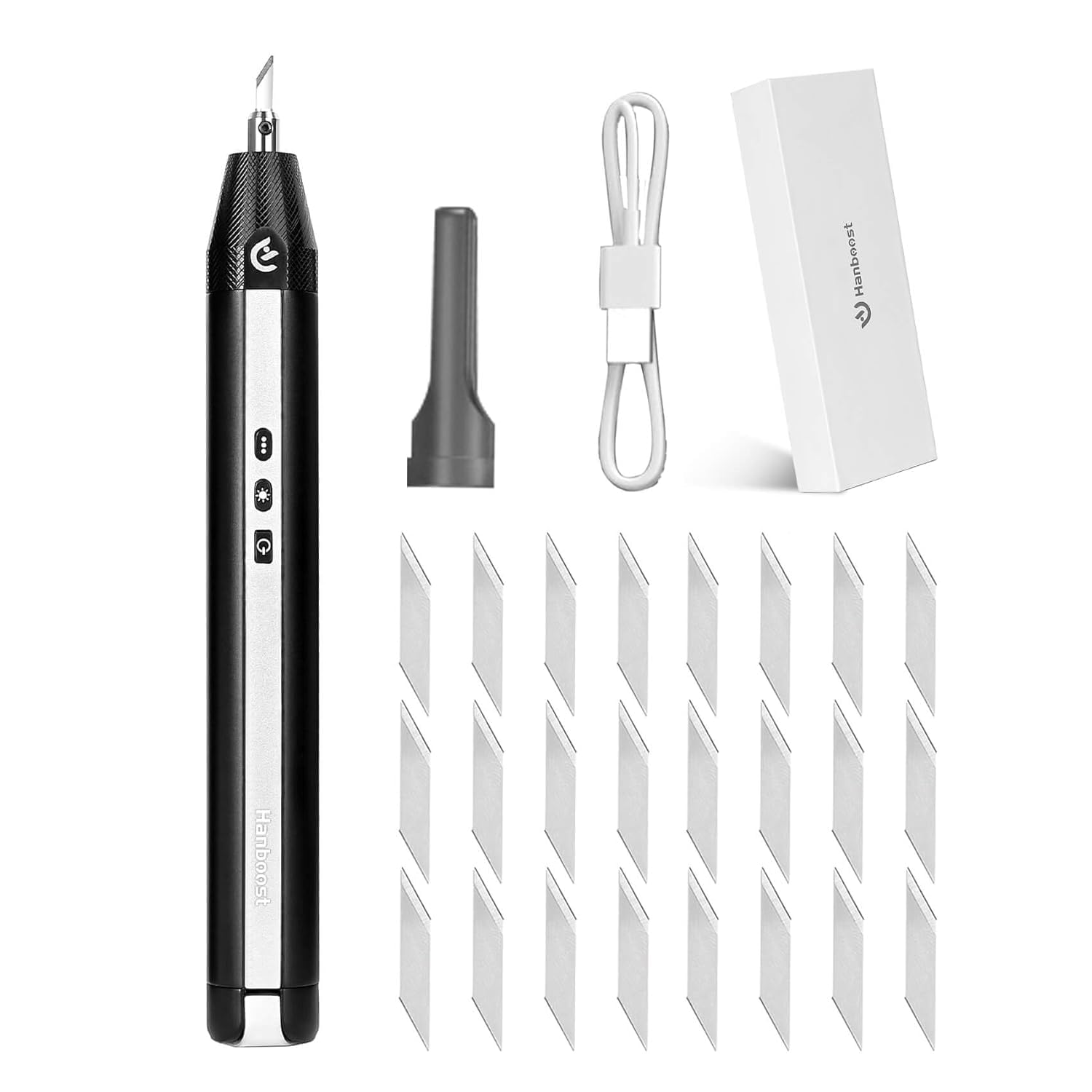 Handheld-Ultraschallschneider, Kabelloses Ultraschallmesser, 24 Ersatzklingen- 40.000 Schwingungen Handwerks-Schneidewerkzeug für 3D-Druckmodelle, Seifenherstellung, PVC, Leder, Kunststoff, Holz