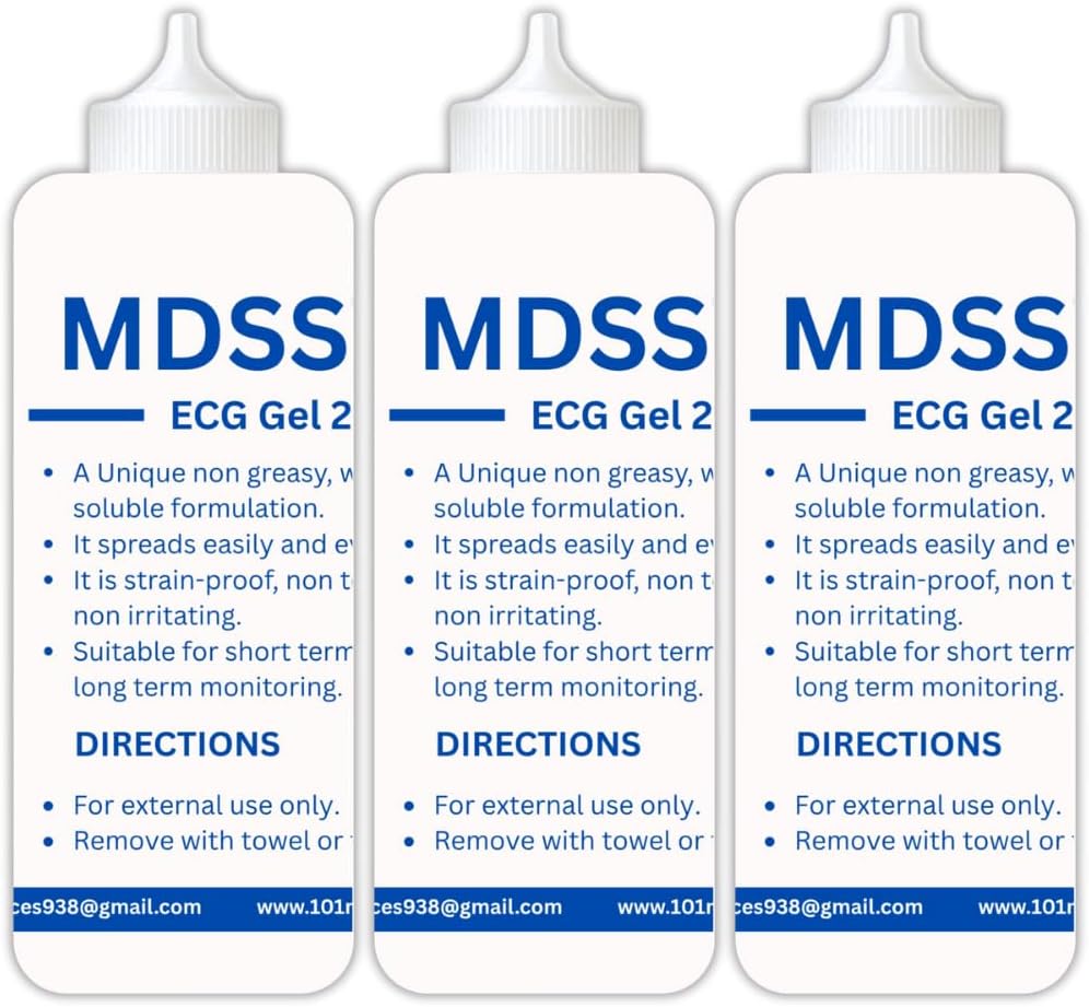 MDSS™ ECG Conductive Gel 250ml × 3 | Medical Skin-Safe Gel for ECG, EMG & Ultrasound | Easy Cleanup & Non-Sticky | medical ecg gel | emg gel | physiotherapy gel | diagnostic gel | electrode gel | clinical ecg gel | non irritating gel | water soluble gel | ultrasound conductivity gel | hospital ecg gel | medical equipment gel | doctor ecg gel |