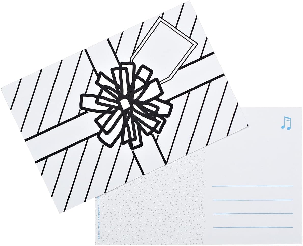 Pipsticks, Color-in Present Postcard 12 Pack, Personalized Postcards for Friends, Family, and Postcrossing, Customizable Long Distance Greeting Card Stationary for Vacations and Time Abroad