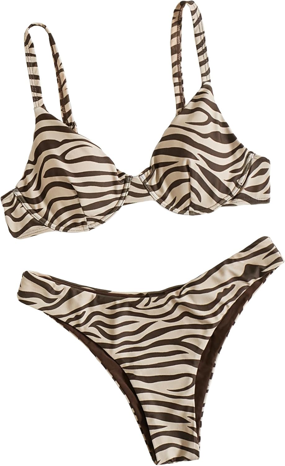 SweatyRocks Women's 2 Piece Swimsuit Zebra Stripe Push Up Bikini Sets - Image 6