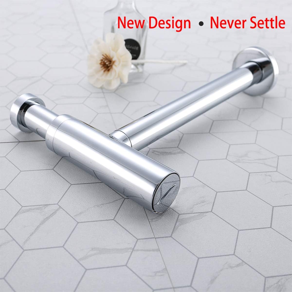 Chrome Bottle P Trap Classical Round Sink Bathroom Waste Pipe 1 1/4 inch Slip Inlet Drain Tube Kit Adjustable Height Bathroom Basin Sink Waste Drain Kit