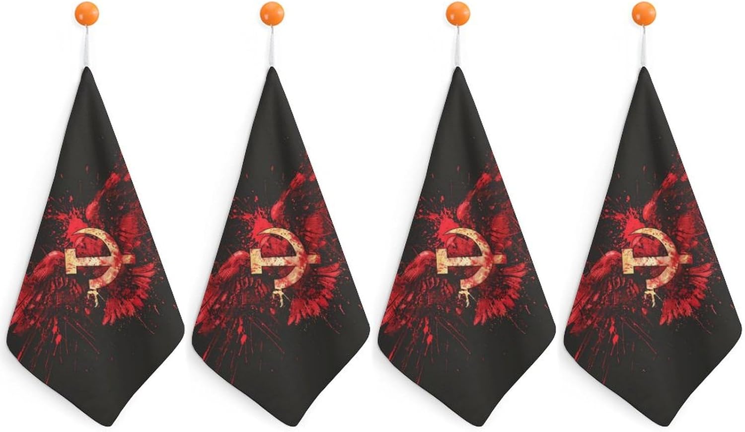 Russia Hammer Flags Hook USSR Sickle Hand Towels for Bathroom Kitchen Towels Small Towel Handkerchiefs with Hanging Loop 4PCS
