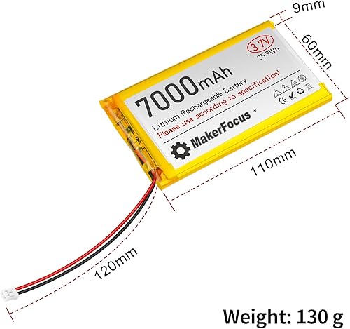 Miniatura 7 de Batería recargable de polímero de litio de 3.7 V 7000 mAh con placa protectora integrada y enchufe PH2.0 compatible con UPS Raspberry Pi