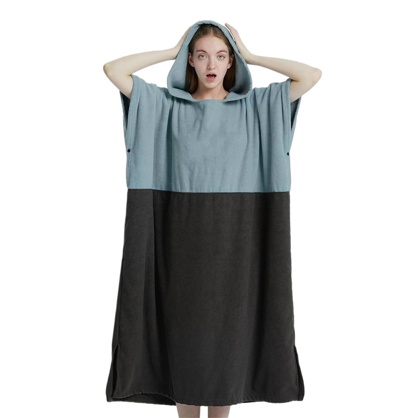Poncho da surf, asciugamano, poncho ad asciugatura rapida, con cappuccio, accappatoio spiaggia, bagno for adulti Poncho da Spiaggia(Light Blue)
