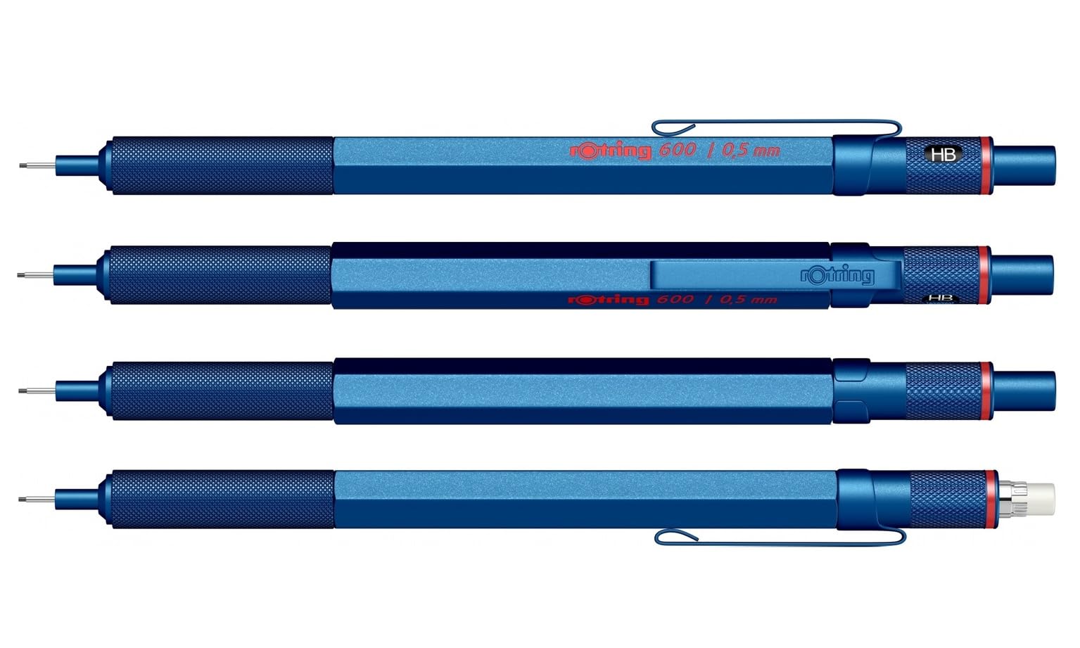 rOtring Set di 600 penne a sfera e portamine con incisione, set di scrittura in metallo di alta qualità, personalizzabile, con custodia, regalo per ufficio, studio e tecnica (blu)