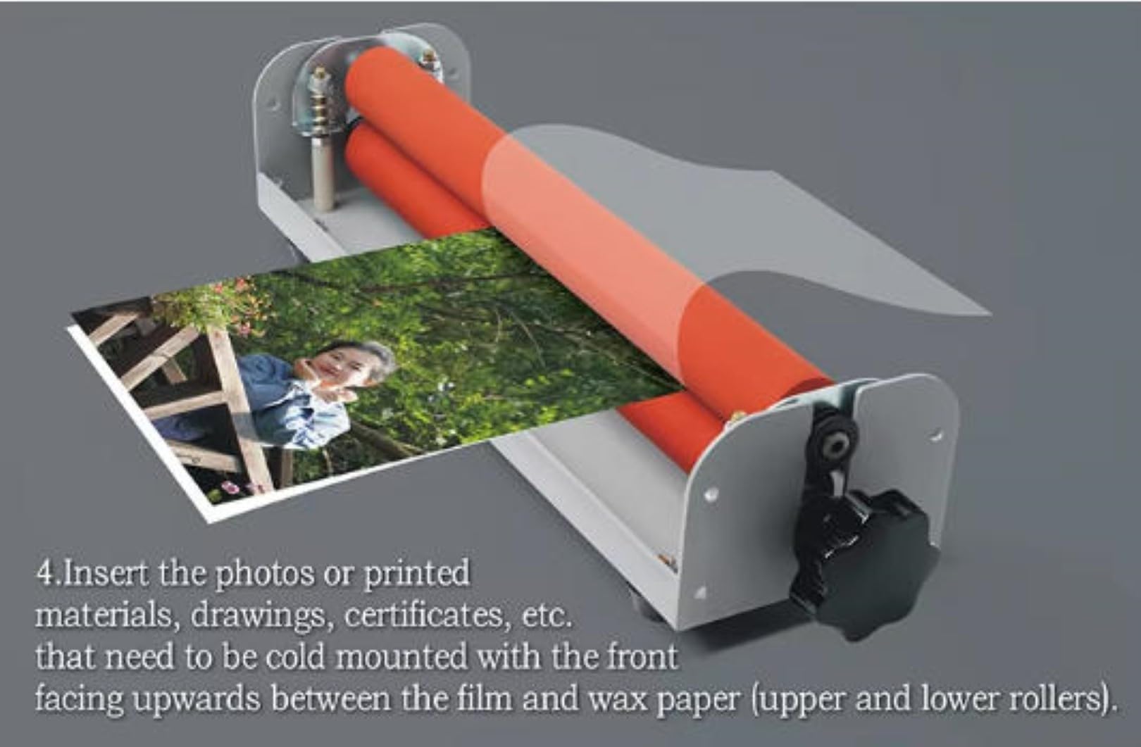 Manuelles Kaltlaminiergerät A4, 12-Zoll Handkurbel Rollenlaminator