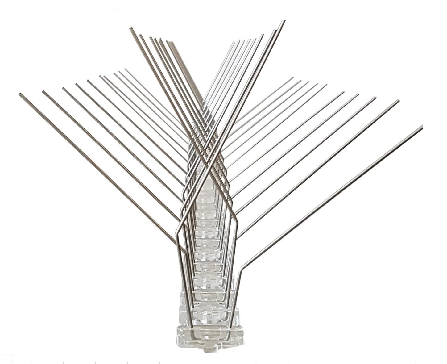 10 Meter Vogelabwehr, Taubenabwehr/ 4-reihig, X-Form/ 20 Elemente a 50 cm/Taubenspikes aus Edelstahl auf UV-geschützter Polycarbonatleiste