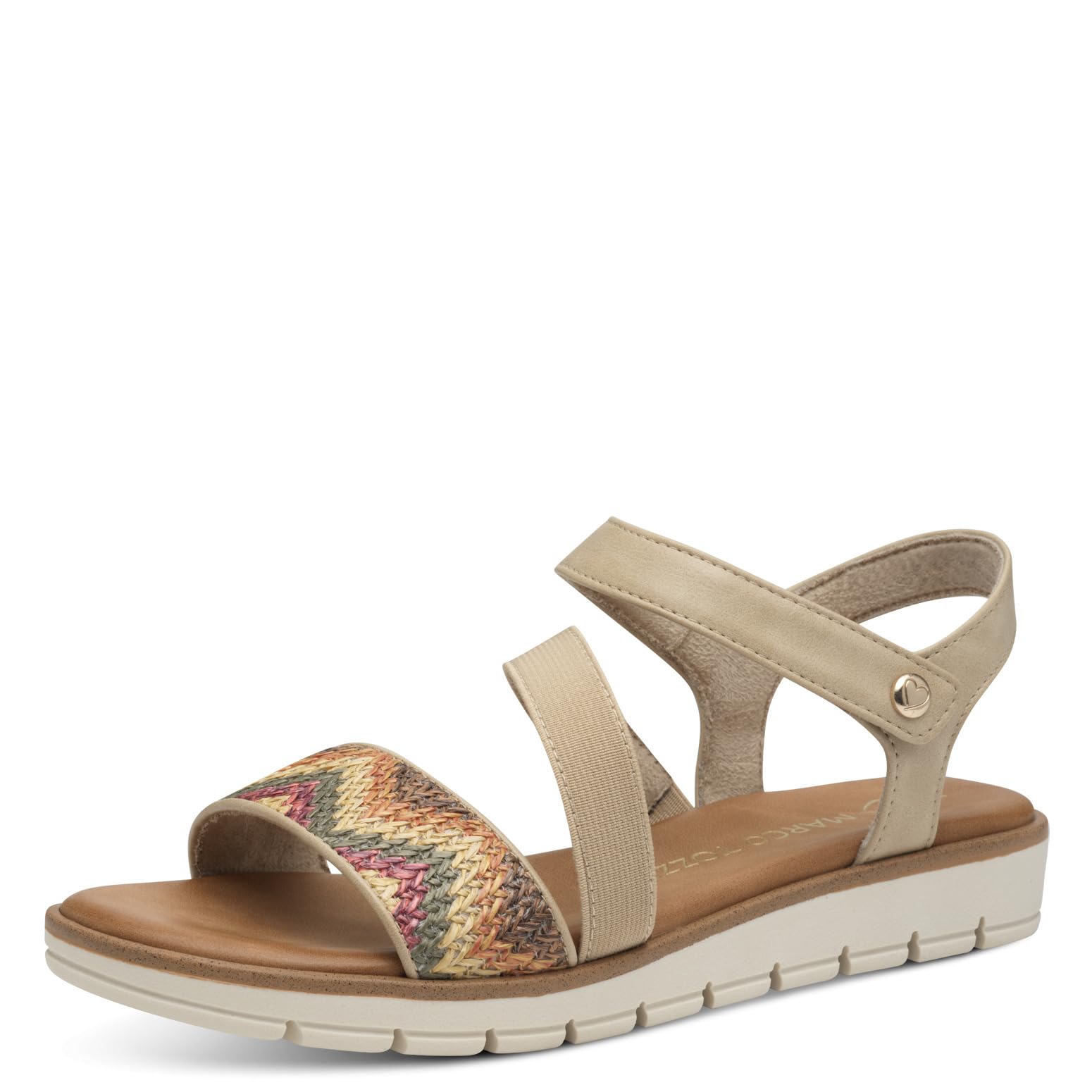 MARCO TOZZI Women's Flat Sandals with Velcro Fastening, Comfortable, Dune Comb, 8.5 UK