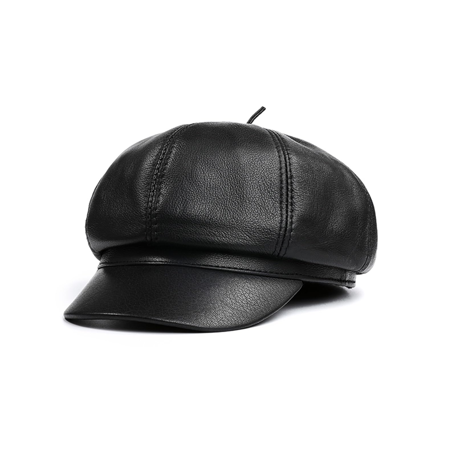 Men Genuine Leather Beret Duckbill Caps Women Universal Korean Fashion Octagonal Hat Male Black Painter Hats Femme