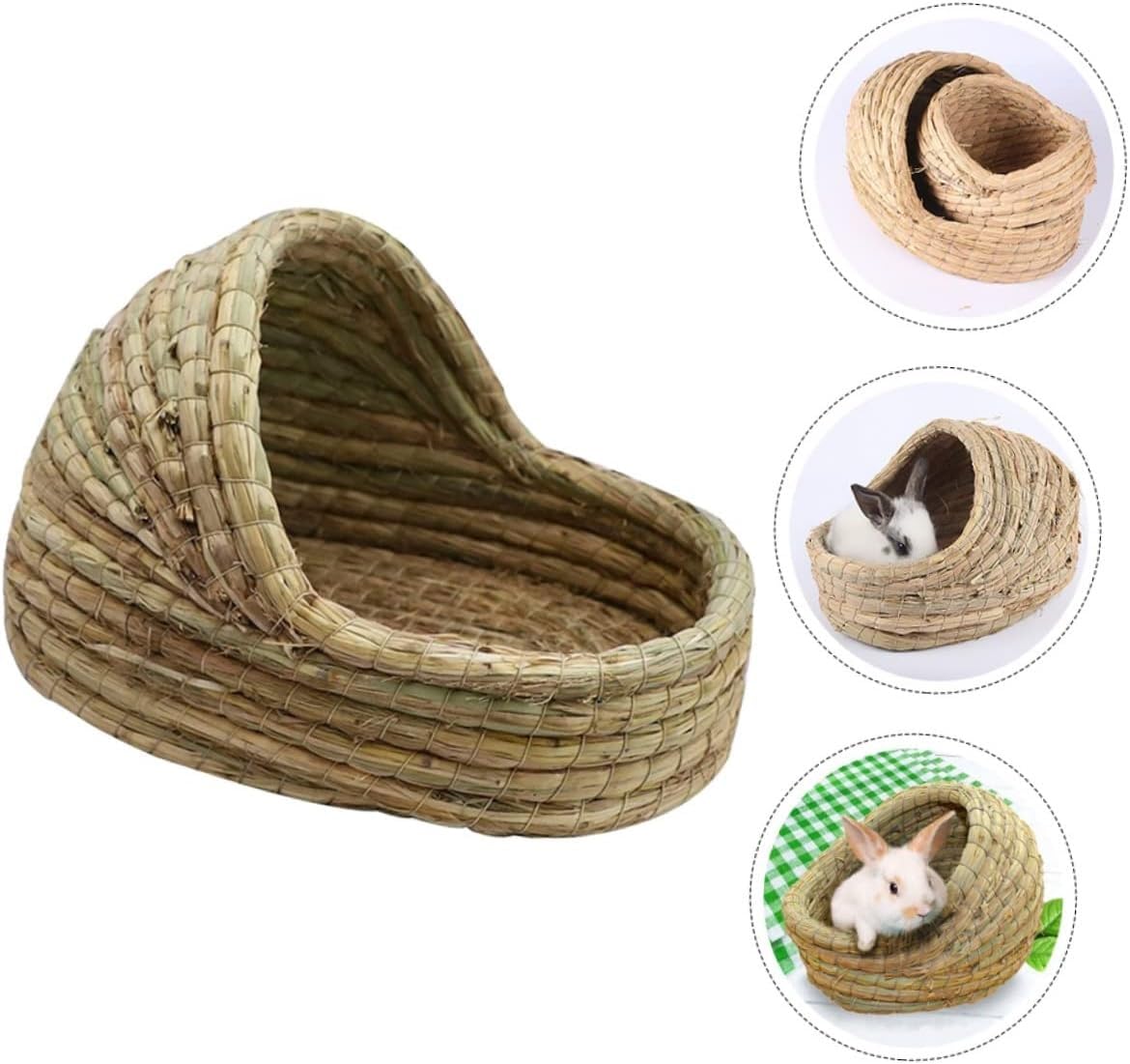 Gniazdo królika Kryjówka dla królików Chatka chomika Legowiska Królik Trawa Łóżko Pościel Zabawka do żucia Zwierzęta C(Ax4pcs,27X20CM)