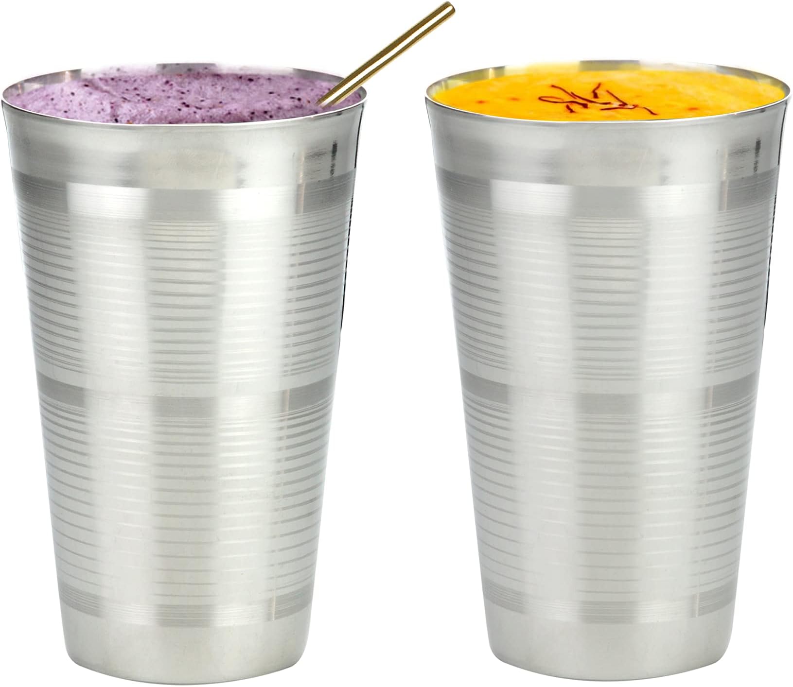 Stainless Steel Drinking Glasses Large Tumblers 730ml Set of 2 Tall Shatterproof Stackable Tumblers Reusable Metal Cups Unbreakable Water Juice Milkshake Smoothie Lassi Camping Outdoor Kids Adults