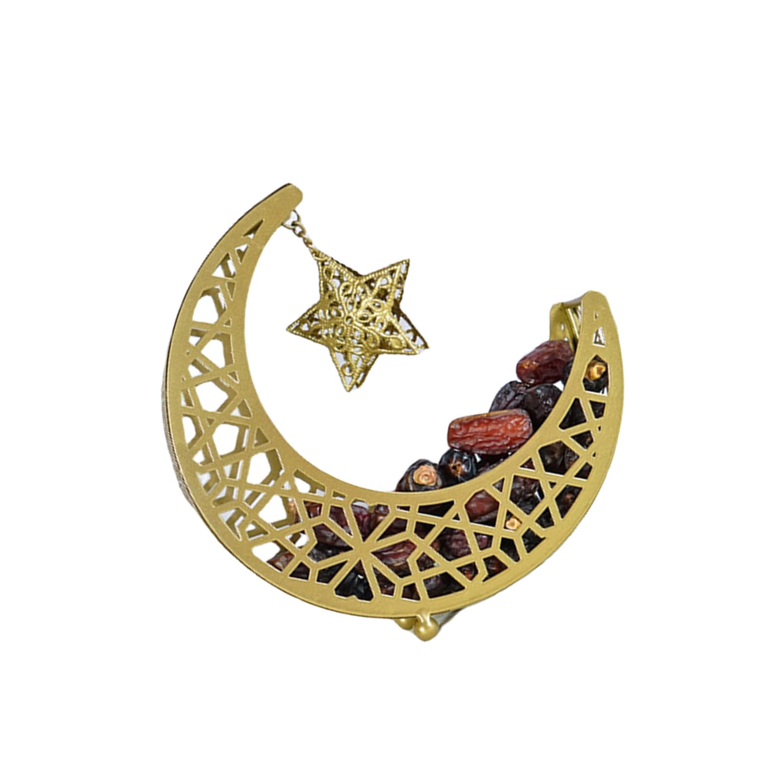 Xinsheinelry Decorative Iron Shaped Tray Dessert and Pastries Serving Platter Cake Display Stand for Muslims Celebration Ramadans Serving Tray