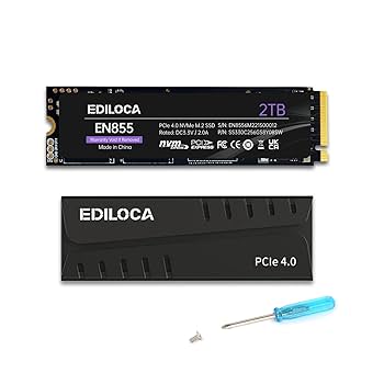 内蔵型SSD EDILOCA EN705 2TB SSD PCIe 4.0 M.2 NVMe Ediloca EN705 SSD with Heatsink 2TB PCIe Gen4, NVMe M.2 2280
