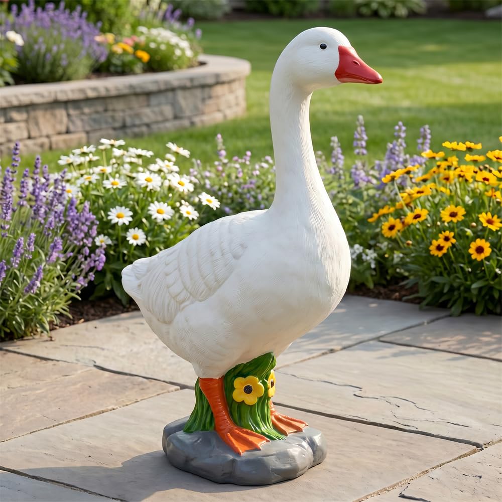 vrfvsdasAAS Statue of a Goose, Premium Large Porch Goose Statue, Dressable Seasonal Garden Decor(B)