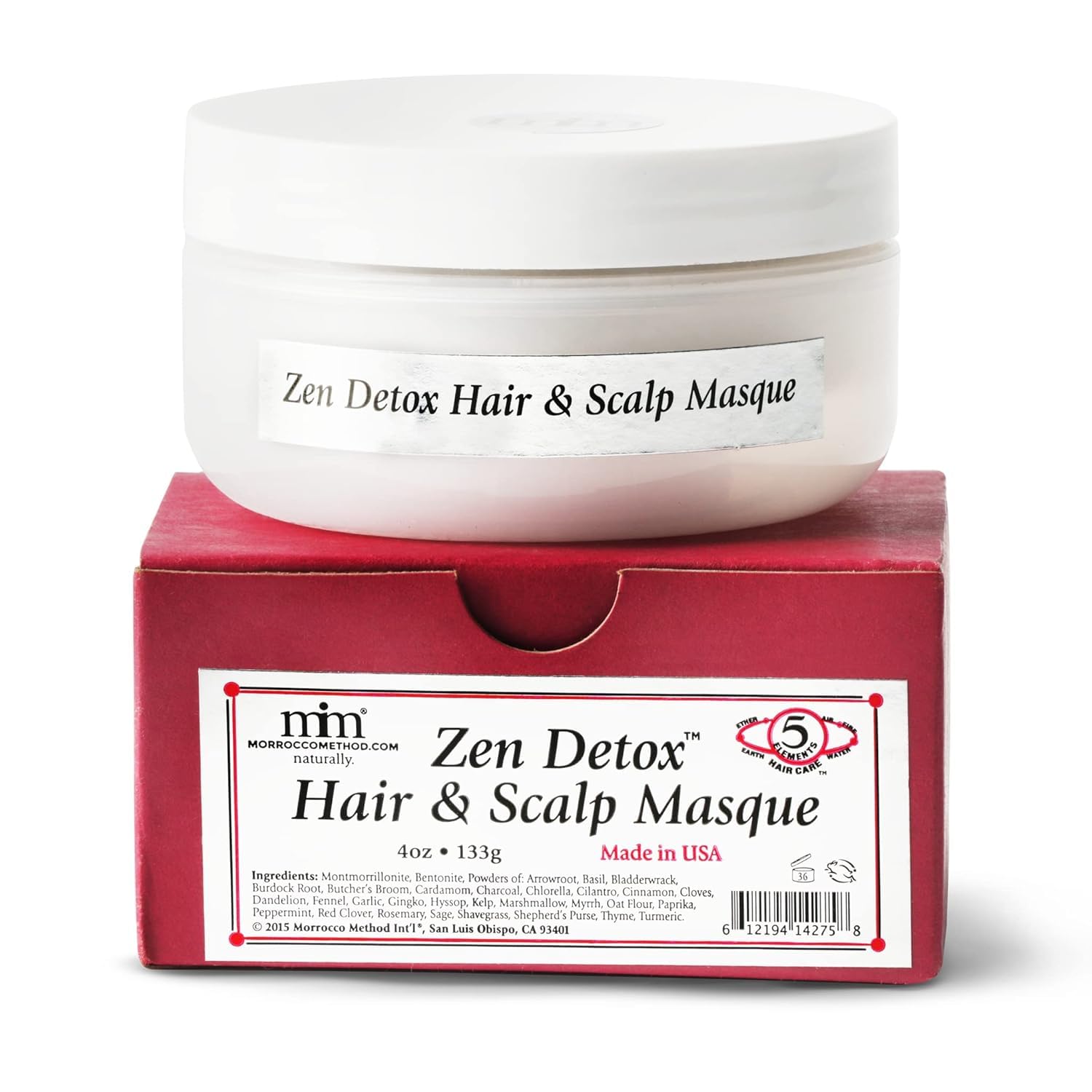 Morrocco Method Int'l Zen Detox Hair & Scalp Masque. 100% Natural Hair Conditioner for All Hair Types. Chemical Free. Raw. 4 oz.