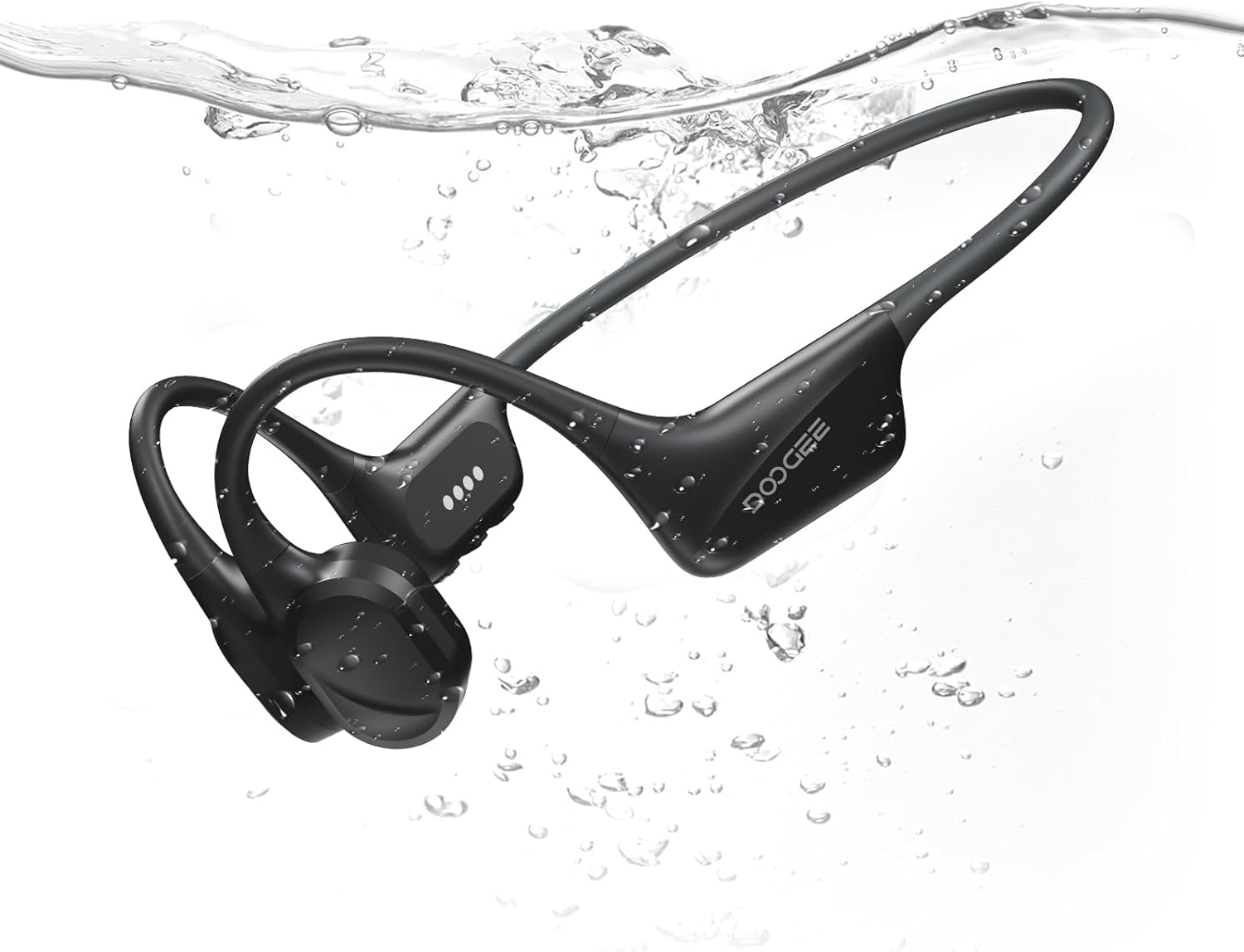 DOOGEE Bone Conduction Headphones, IP68 Waterproof Swimming Headphones Wireless Bluetooth 5.4, Skin Friendly Silicone, 32GB MP3 Mode, Sport Open Earphones for Underwater, Running, Cycling (Black)