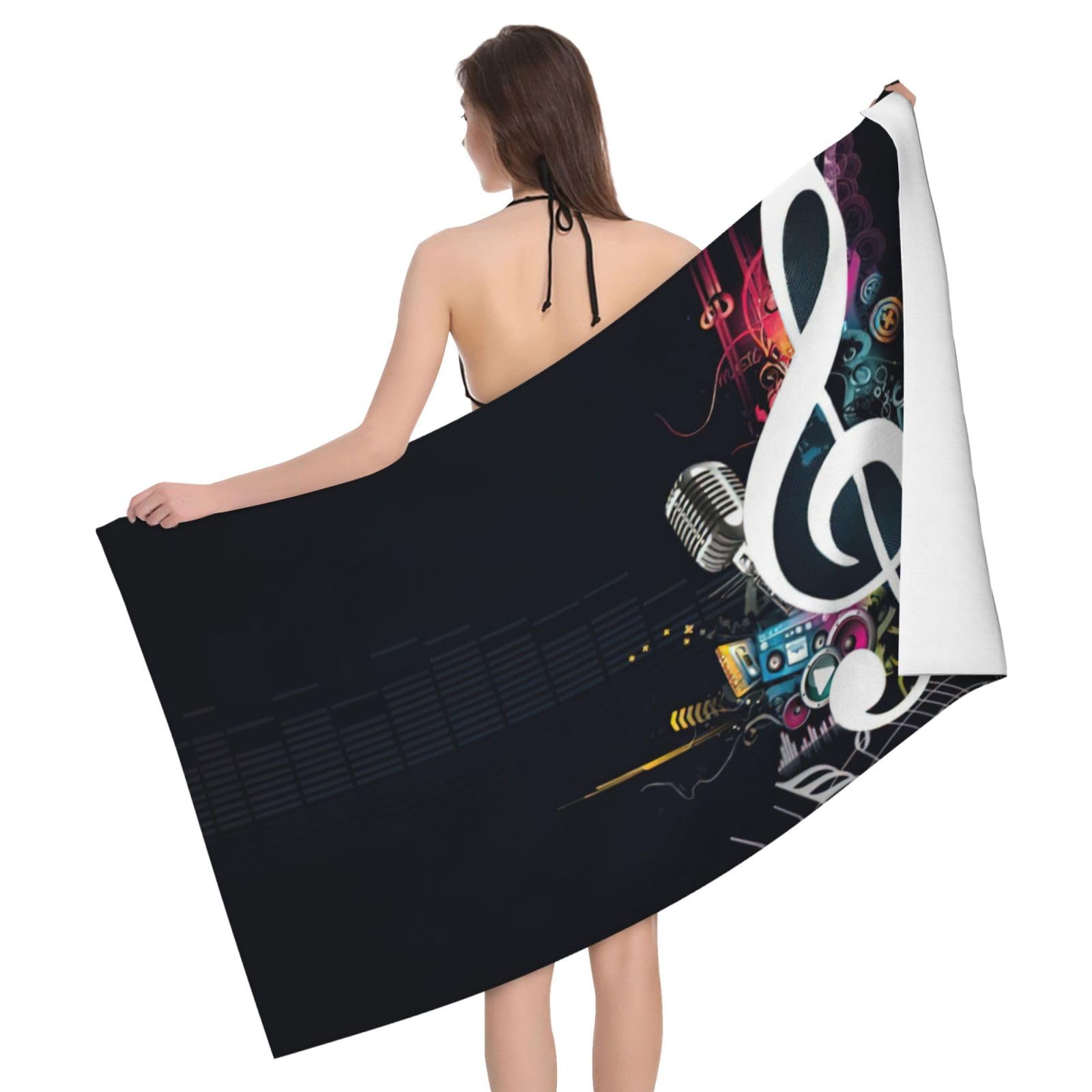 Serviette de bain douce microfibre imprimé musical haute qualité pour le soin de la peau