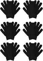 COLEDRE 6 Pairs Winter Magic Gloves for Men Women - Black Knit Thermal Warm Stretchy Hand Warmers for Running Driving Hiking