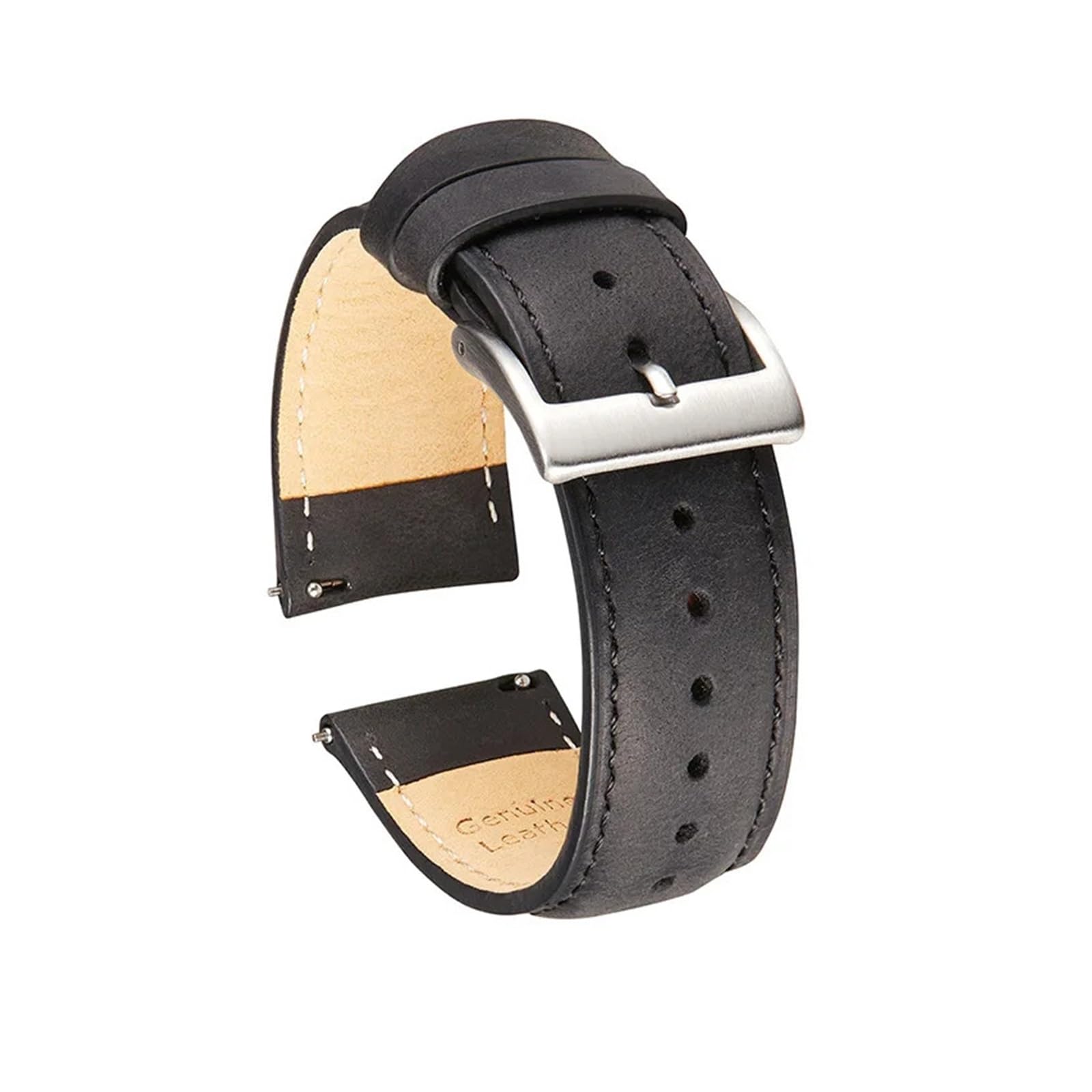 Uhrenarmband， Crazy Horse Lederarmband Retro Uhrenarmband Armband Gürtel mit Schnellverschluss Federsteg