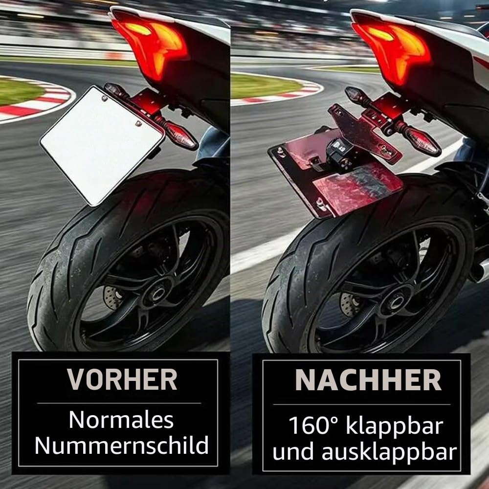 Universeller Motorrad-Kennzeichenhalter klappbar, verstellbar elektrischer Faltbarer Motorrad-Kennzeichenhalter, Ersatzteil für Motorrad-Umbauten