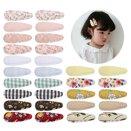 Paquete de 30  15 pares de pinzas para el cabello envueltas con diseño floral de guingán, accesorios antideslizantes para el cabello para bebés,