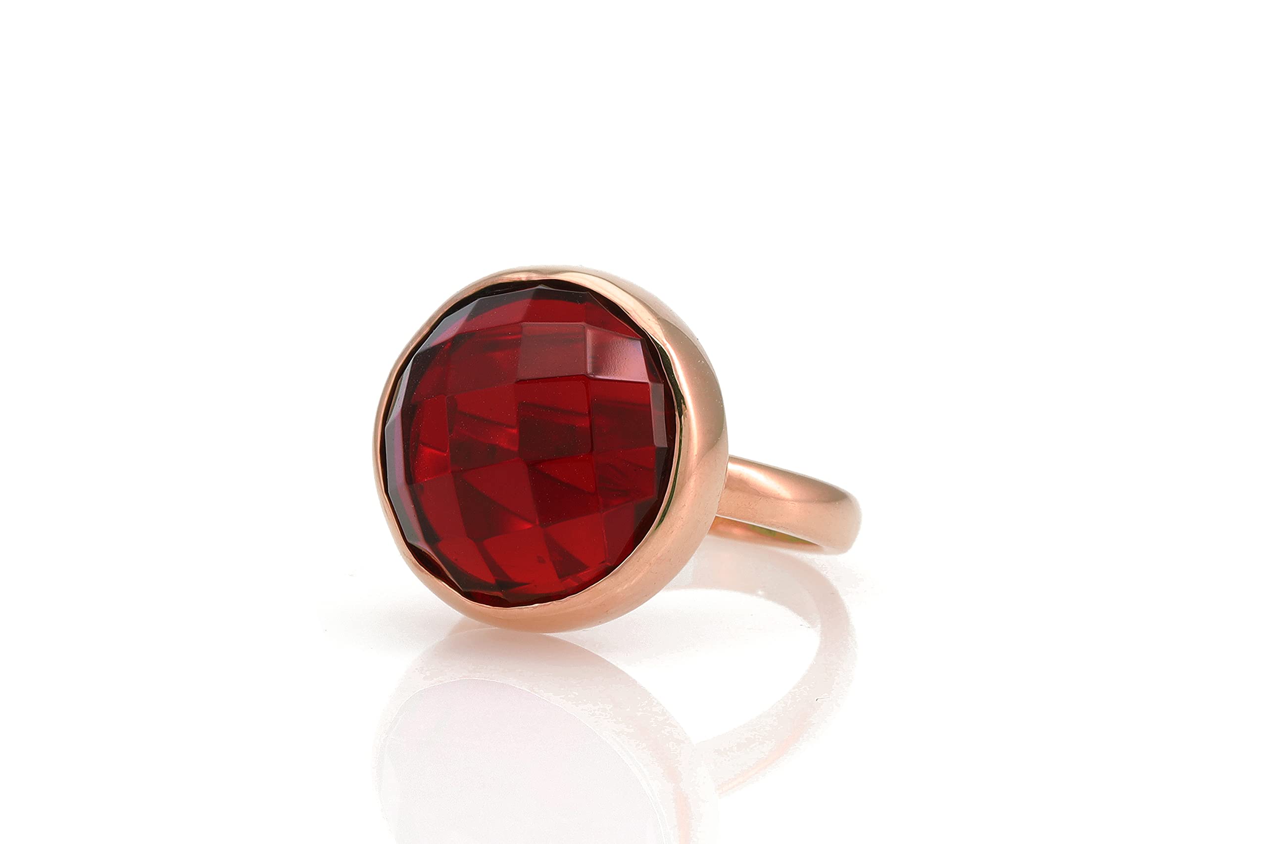 Granat Ring - Mode Rose Gold Schmuck, Birthstone Jewelry Damen Geschenk - Anpassbarer Ring - Erhältlich in allen Ringgrößen - Handgefertigter Schmuck - mit Geschenk-Box