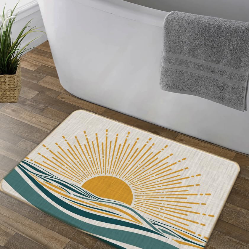 Boho Sun Ocean - Alfombra bohemia de bienvenida y baño para exteriores, decoración de entrada y baño, alfombra de 17 x 30 3