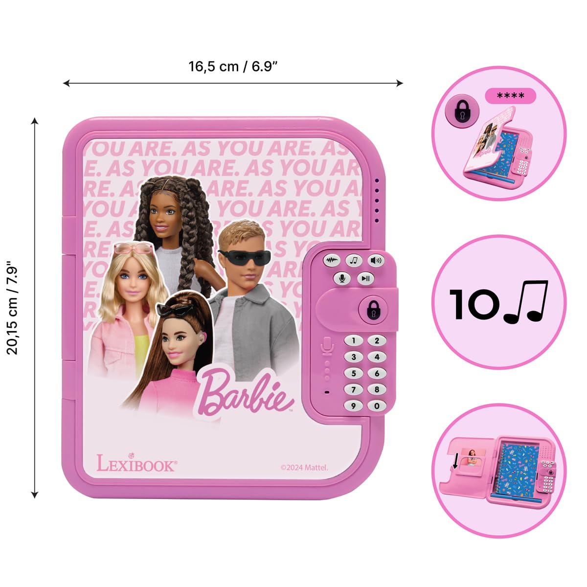 LEXIBOOK, Barbie, Barbie Electronic Diary with included pen and notebook, interactive, password-protected, fun features - Image 2