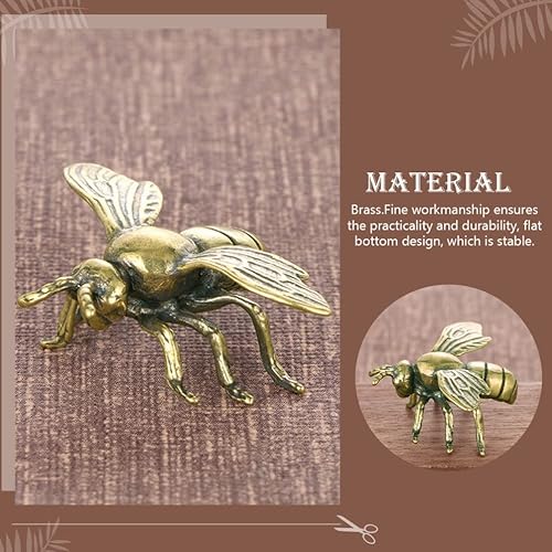 Miniatura 7 de VOSAREA Adorno de estatua de estatua de abeja de latón Mini escultura de abeja vintage retro Feng Shui Animal Luck Colección Colgante para