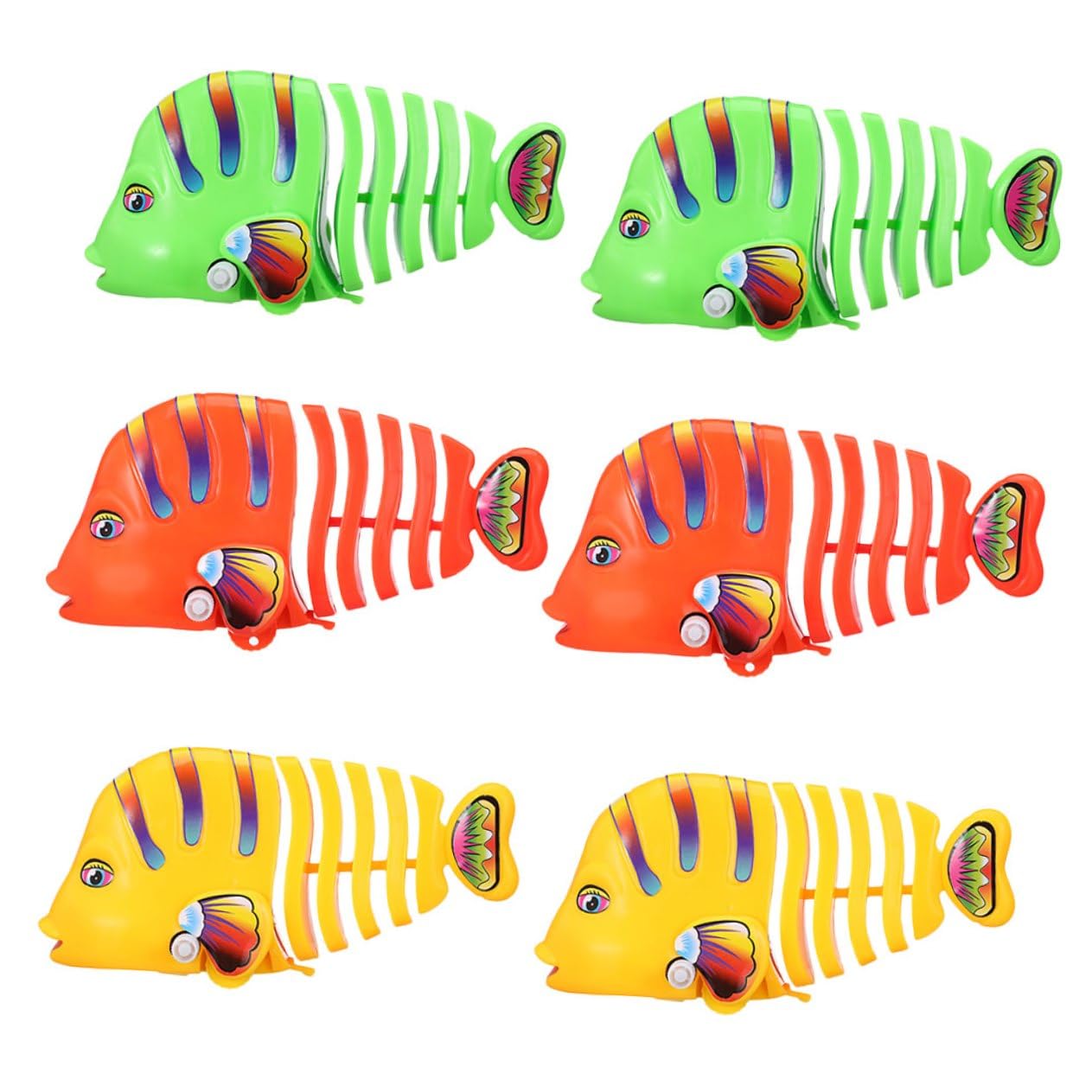 6 Pack Wind-Up Swimming Fish Bath Toys - Colorful Cartoon Water Toys for Toddlers, Spring-Driven Bath Time Fun, Promotes Coordination & Creativity