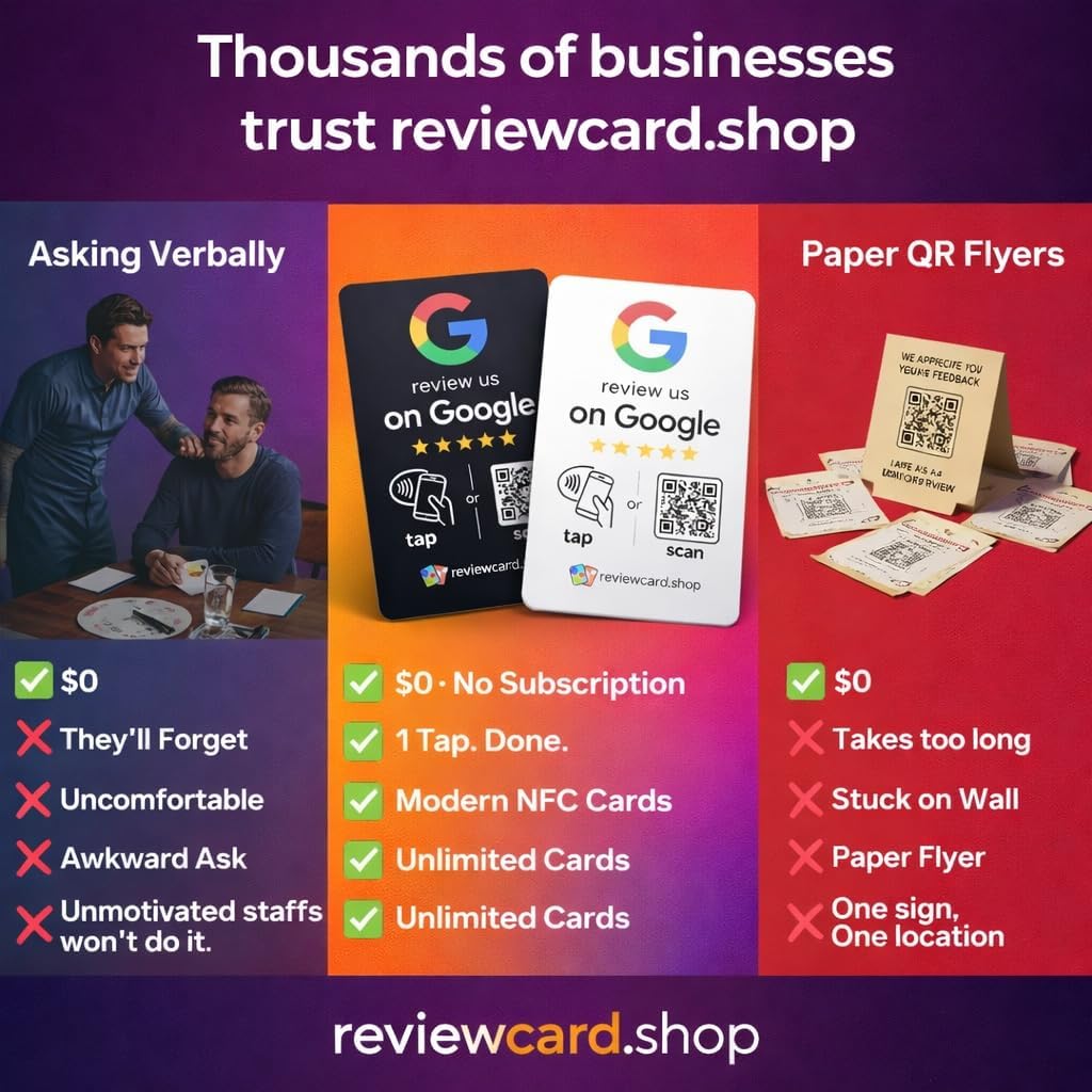 Review Tap Cards (10-Pack) by Review Card - Tap for Instant Reviews - All Phones Compatible - Reusable Smart Tap NFC & QR - Boost Business Reviews - Google Review (10-Pack Google Review Card)
