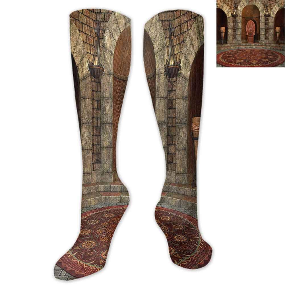 Funny Unisex The Ritual Scenery in Secret Forest Obelisk Between Marble Thrones with Skull Engraving Socks for Girl