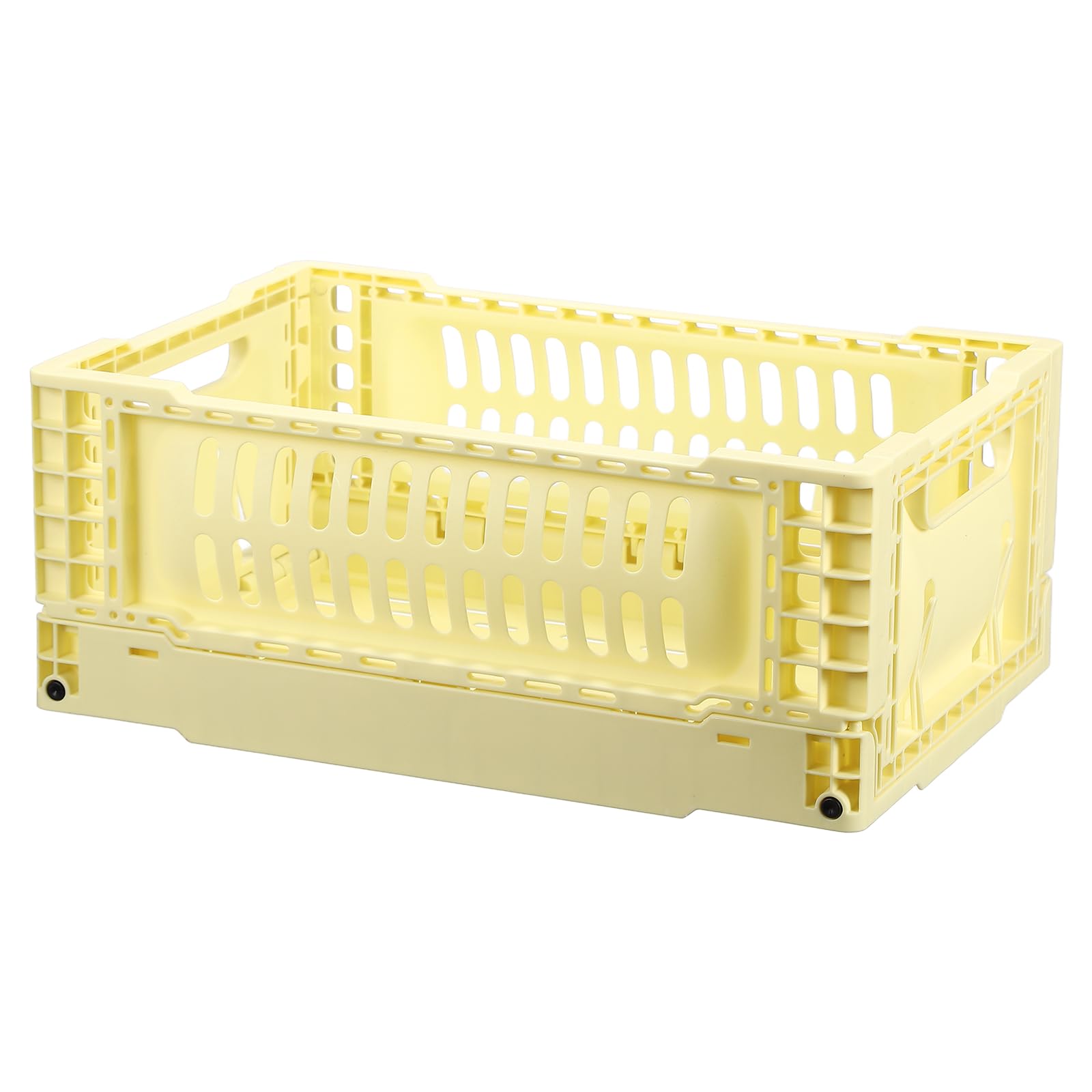 sourcing map Collapsible Crates 30x20x12cm with Handle Light Yellow