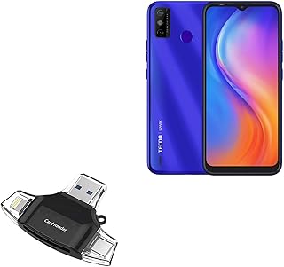 BoxWave Smart Gadget Compatible with Tecno Spark 6 Go - AllReader SD Card Reader, microSD Card Reader SD Compact USB - Jet Black