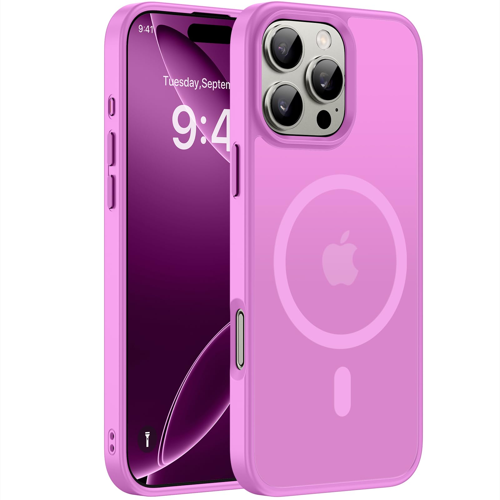 Miracase for iPhone 16 Pro Matte Series Case, Magnetic, Lilac Pink