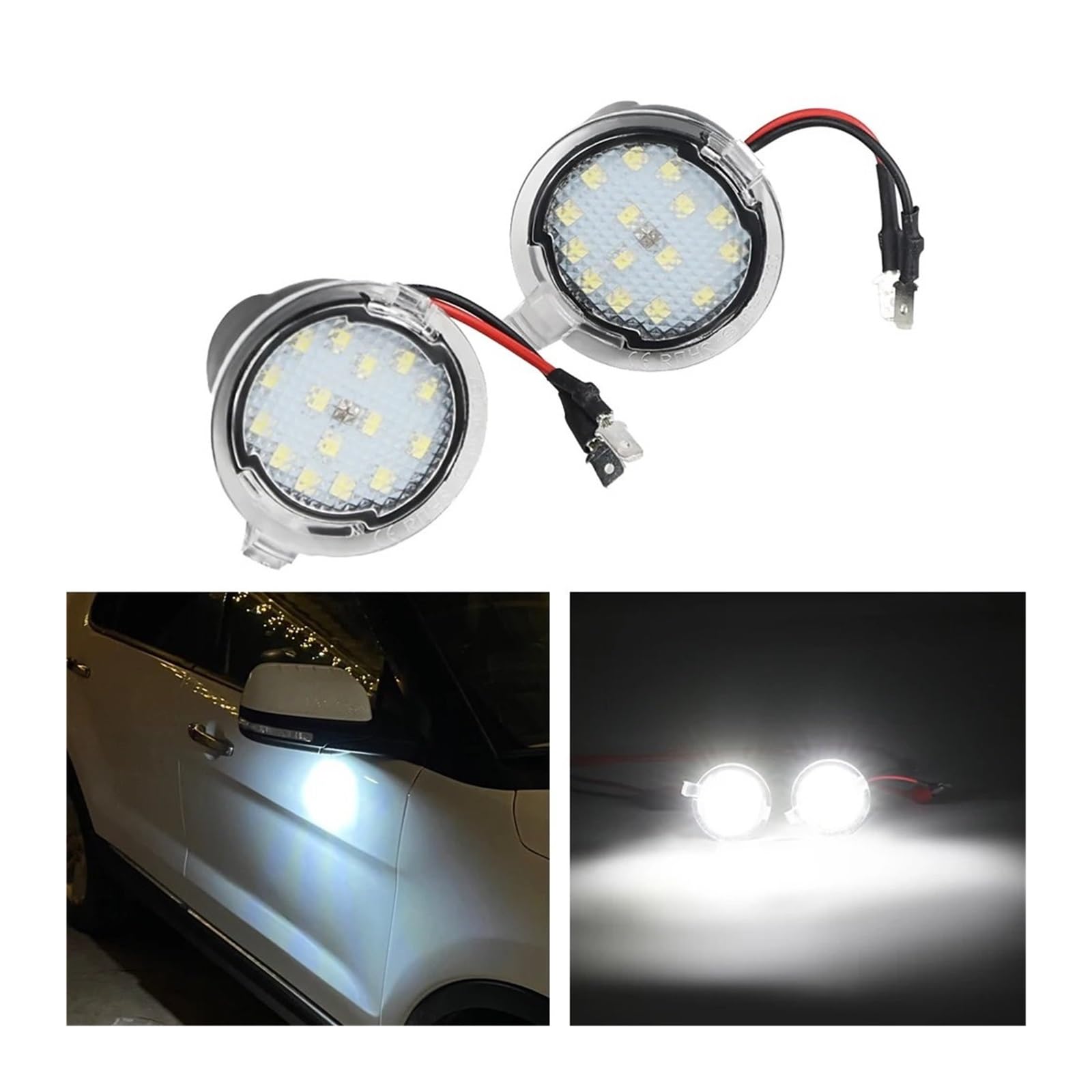 1 Paio Di Luci LED Per Specchietto Retrovisore Auto - Bianco, 12V, Per Ford Edge/Mondeo/Fusion/Explorer - 2