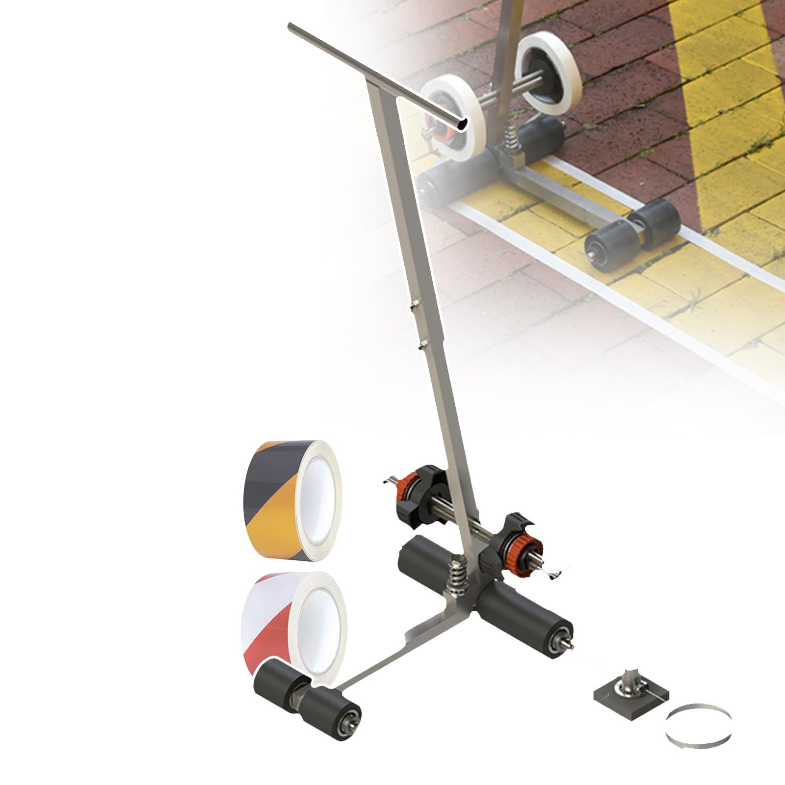 IUokLU Floor Tape Applicator, Hand-Push Road Marking Machine with Rubber Roller for Court, Parking, and Warning Line Marking