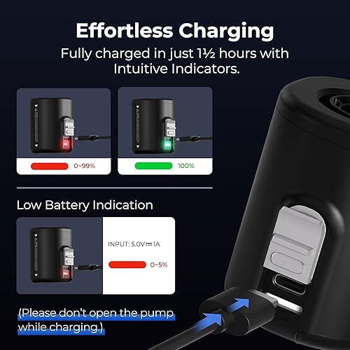 Miniatura 5 de FLEXTAILGEAR Bomba de aire portátil con linterna de campamento, bomba pequeña, 2 bombas de aire de 4 kPa para inflables, bomba de colchón de aire