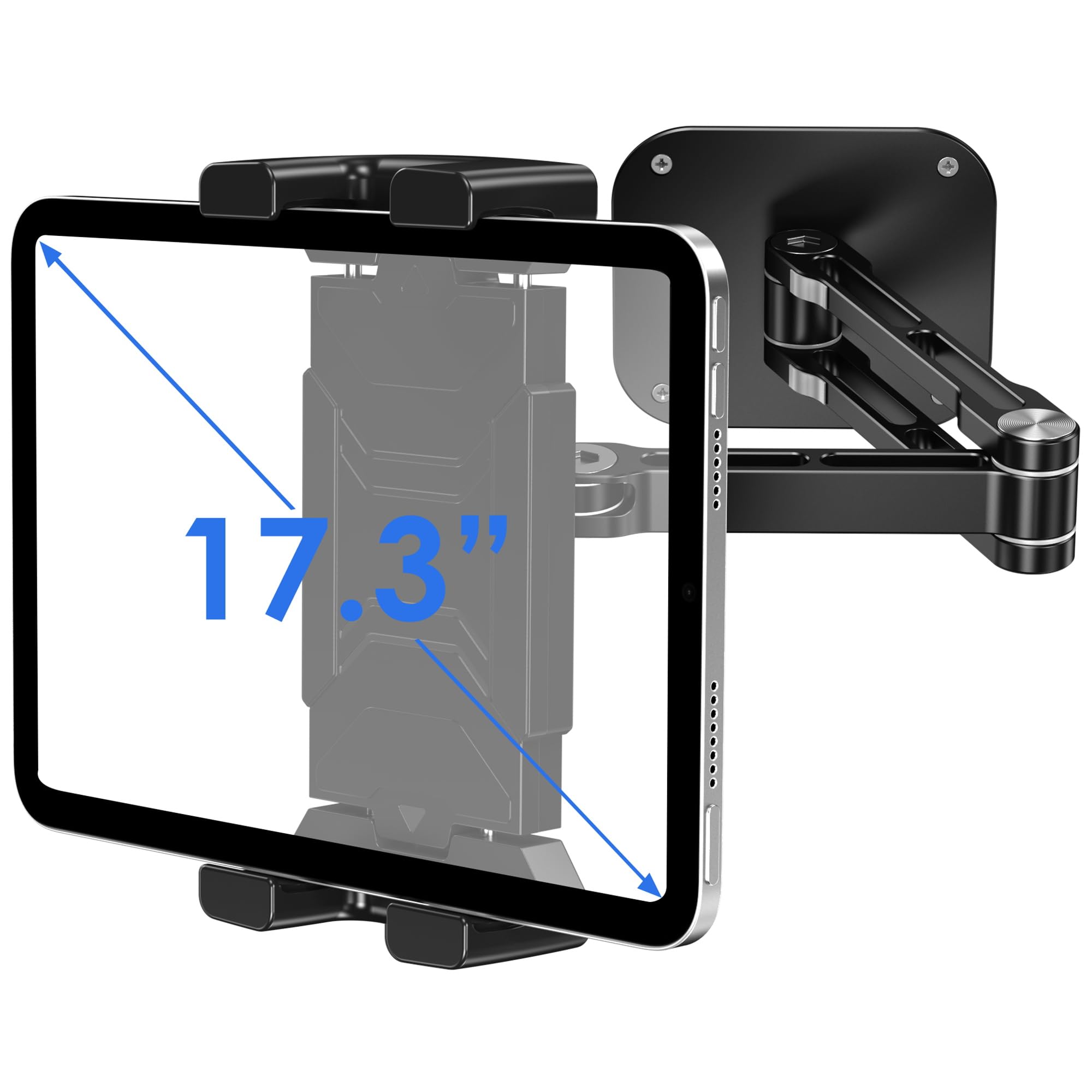 Aluminium iPad Wall Mount Holder, Adjustable for 4.7-17.3" Devices