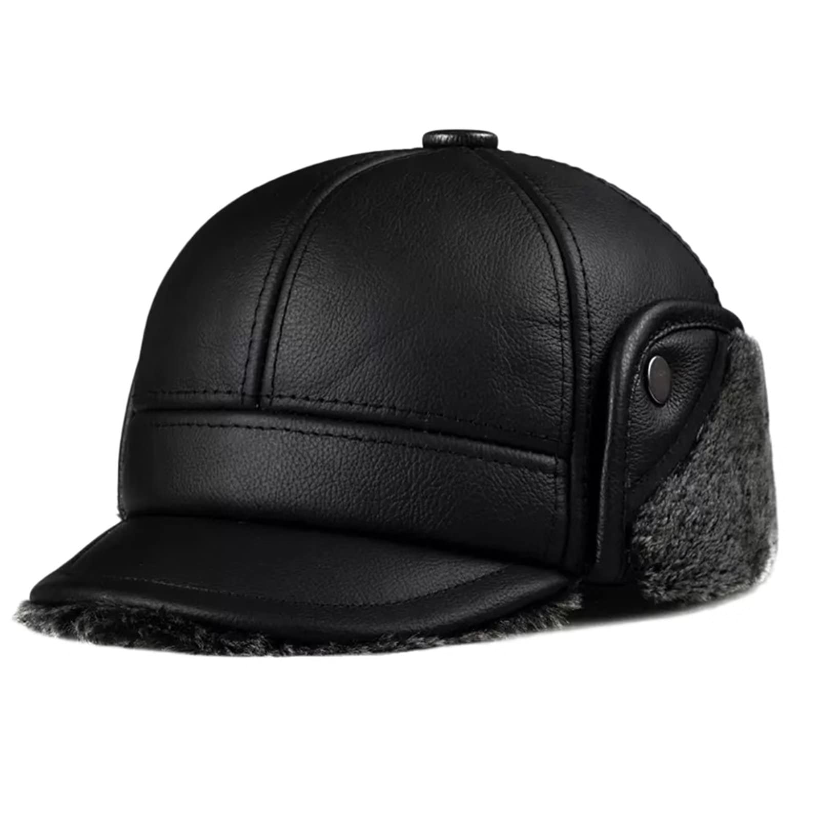 DongBao Cappello Aviatore in Pelle Uomo con Paraorecchie Sportivo Berretto Invernale Caldo Cappello da Caccia Berretto Baseball