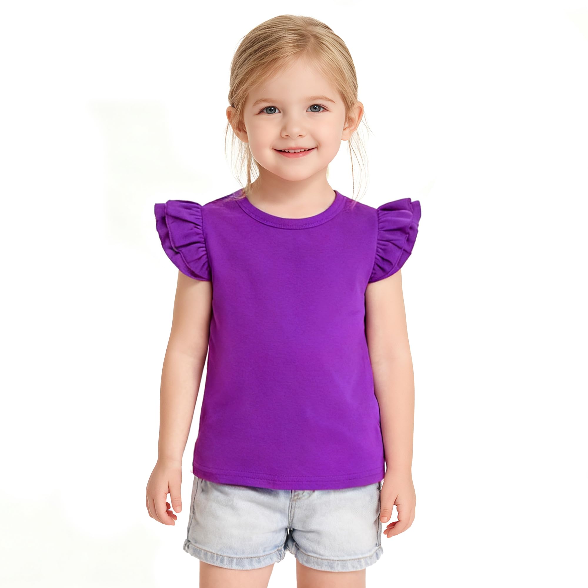 Toddler Baby Girls Solid Color Ruffle T Shirt