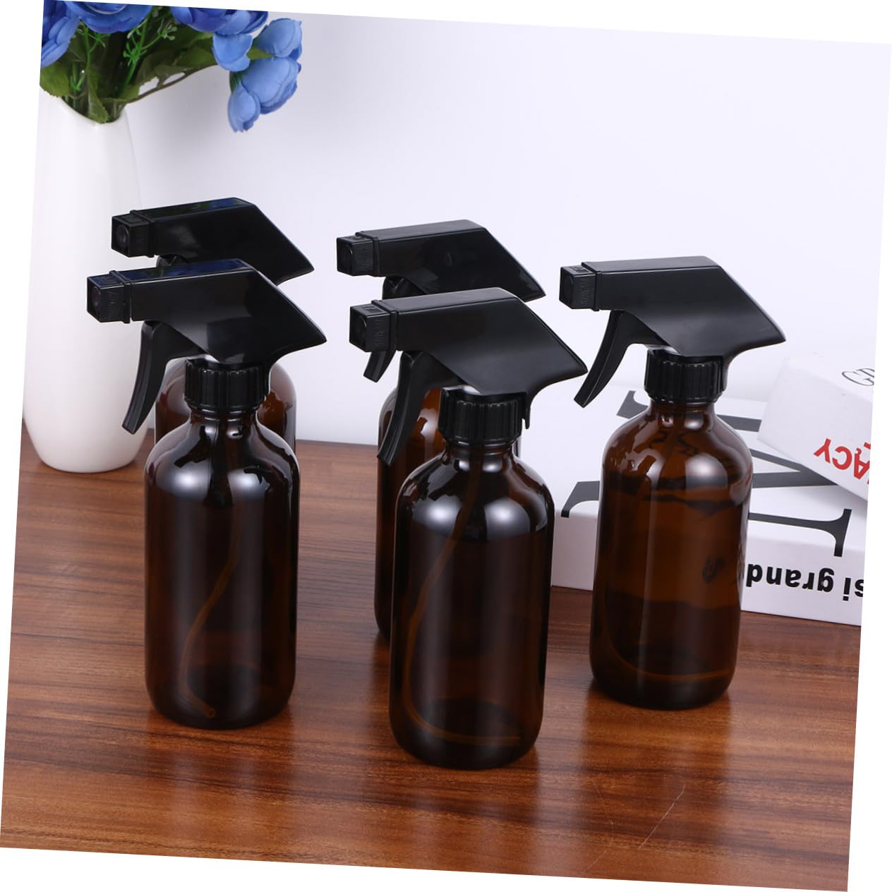 Alipis Glas Sprühflaschen für Aromatherapie und Flüssigkeitsabfüllung 4 Stück 250ml Braun aus Glas und Pp Nachfüllbare Wassersprüher Leicht zu Bedienen und Zeitsparend