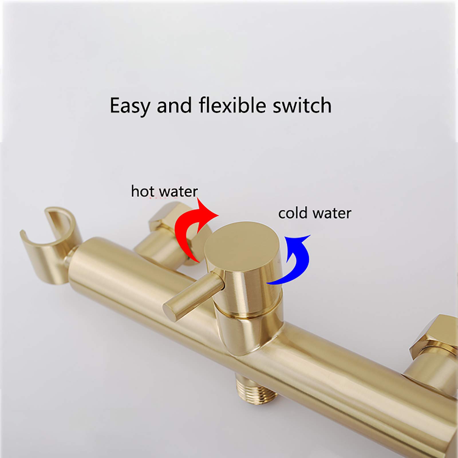 Spruzzatore portatile per bidet per WC, in ottone, portatile, per acqua calda e fredda, con tubo flessibile per il bagno degli animali domestici, igiene personale, cromato (oro spazzolato